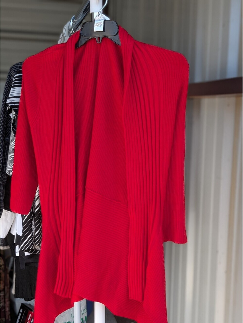 Red open front cardigan